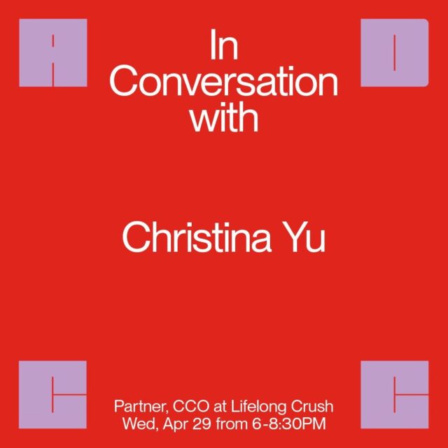 Our very own Christina Yu is “In Conversation” at the ADCC!

—
What happens when you hand a microphone to one of Canada’s most celebrated, award-winning creatives? We’re about to find out.⁠

Join Edelman Global ECD Andrew Simon on April 29th at the Arts & Letters Club “In Conversation” with Christina Yu - Partner and CCO at Lifelong Crush, Top 100 thought leader, and, yes, even a Canadian Screen Award-winning filmmaker. With a career at some of the country’s top agencies, Christina will share what it really takes to thrive in this wacky industry we call home.⁠
⁠
Come for the stories. Stay for the drinks.⁠
⁠
Space is limited, get your tickets from link in bio!