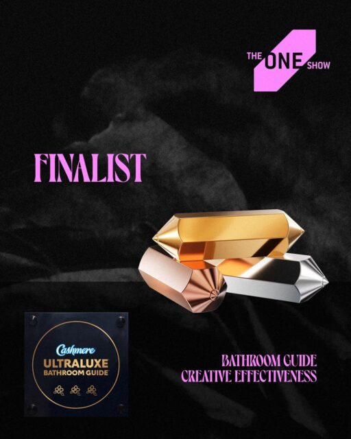 Our independent spirit led us into restaurant bathrooms, all by ourselves, to judge how fancy they were. So it’s only fitting that our Cashmere Ultraluxe Bathroom Guide for Kruger Products is a finalist at The One Show Indies. Congrats team!
